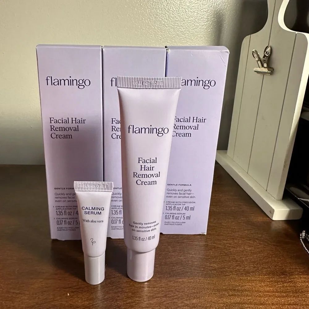 🆕 Flamingo Facial Hair Removal Cream - 1.35 fl oz 3 BOXES